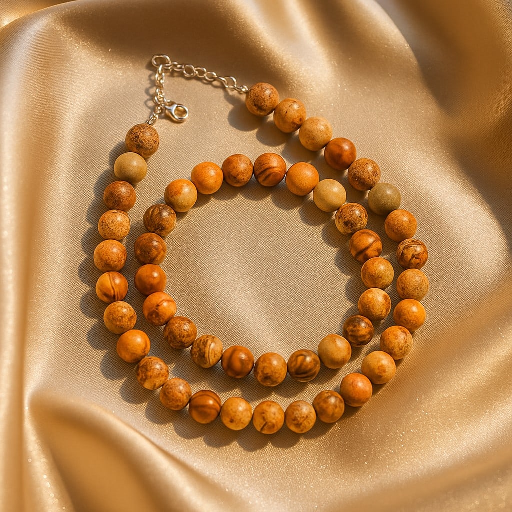 Natural Picture Jasper 8 MM Round Smooth Beads Necklace: Natural Picture Jasper 8 MM Round Smooth Beads Necklace Gemstone : Picture Jasper Shape : Round Beads Beads Size : 8 MM Beads Type : Smooth Necklace Length : 17.5 Inches + 2.5 Inches Adjustable Cha