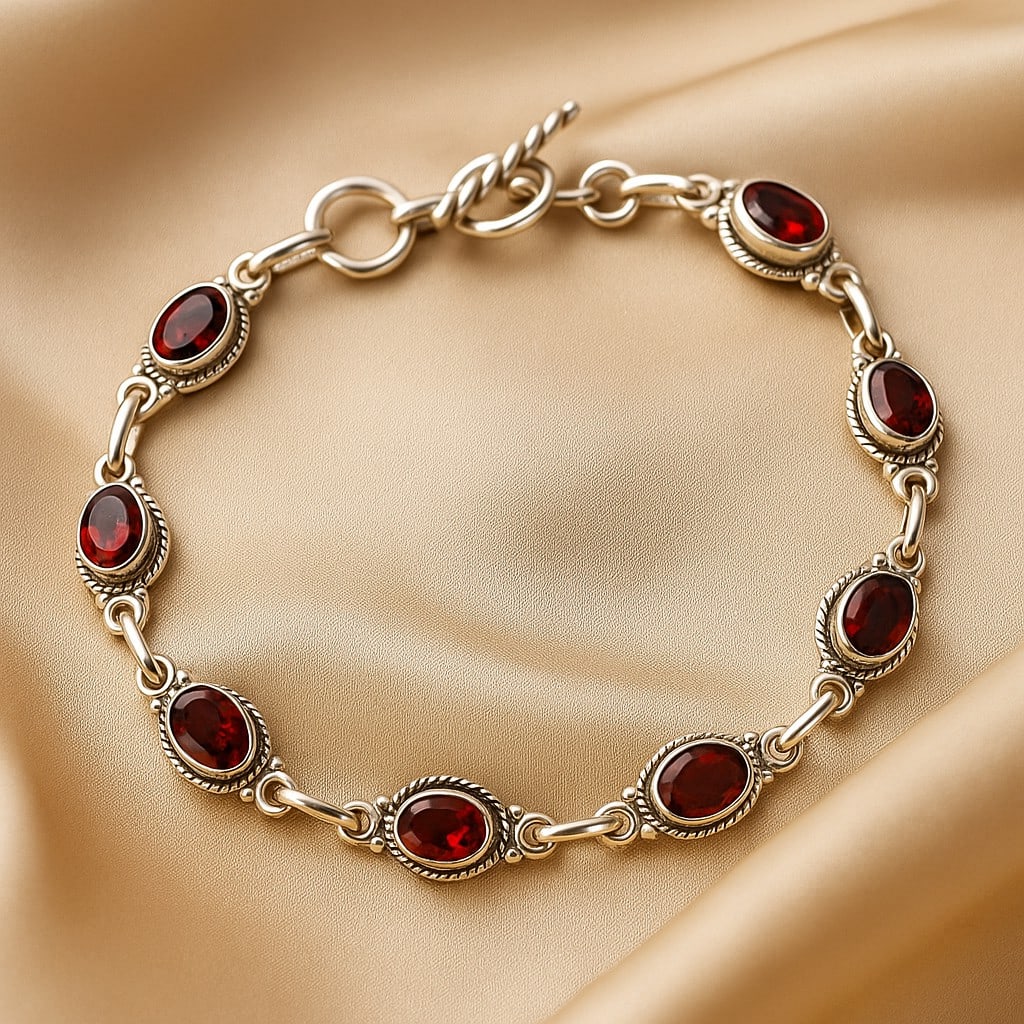 GARNET 92.5 STERLING SILVER BRACELET (1 of 5)