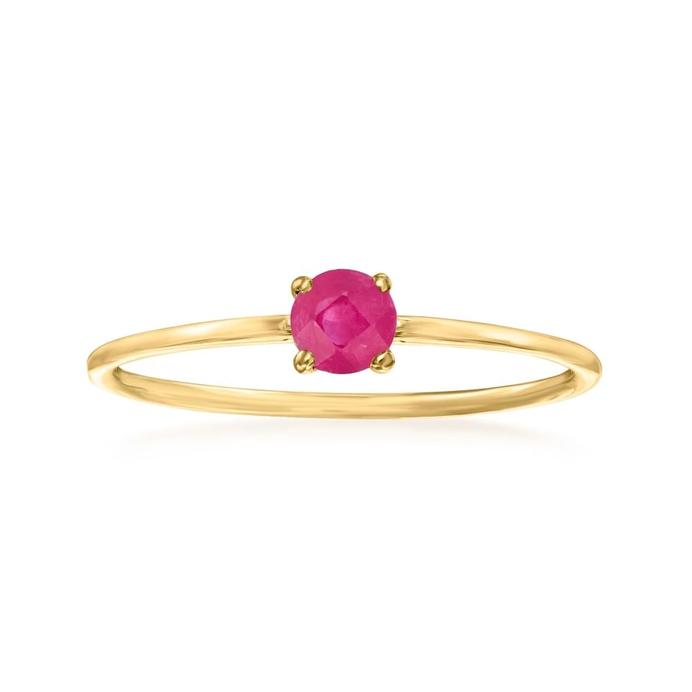 Natural Ruby Gemstone 14k Yellow Gold Ring: Natural Ruby Gemstone 14k Yellow Gold Ring Jewelry Type : Ring Main Stone : Ruby Main Stone Shape and Size : Round 4 MM (1 Piece) Main Stone Color : Red Metal : Yellow Gold Metal Purity :