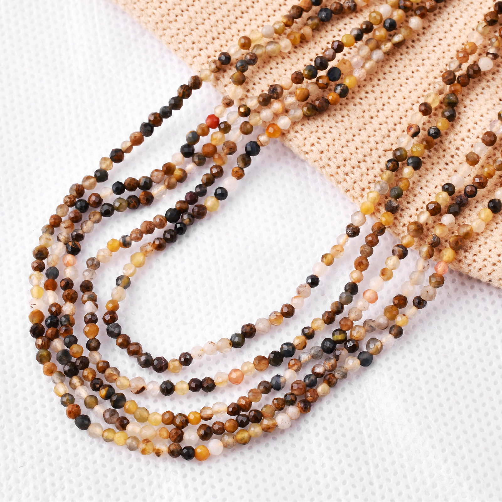 Natural Pietersite 2 MM Round Faceted 5 String Beads Necklace (1 of 5)
