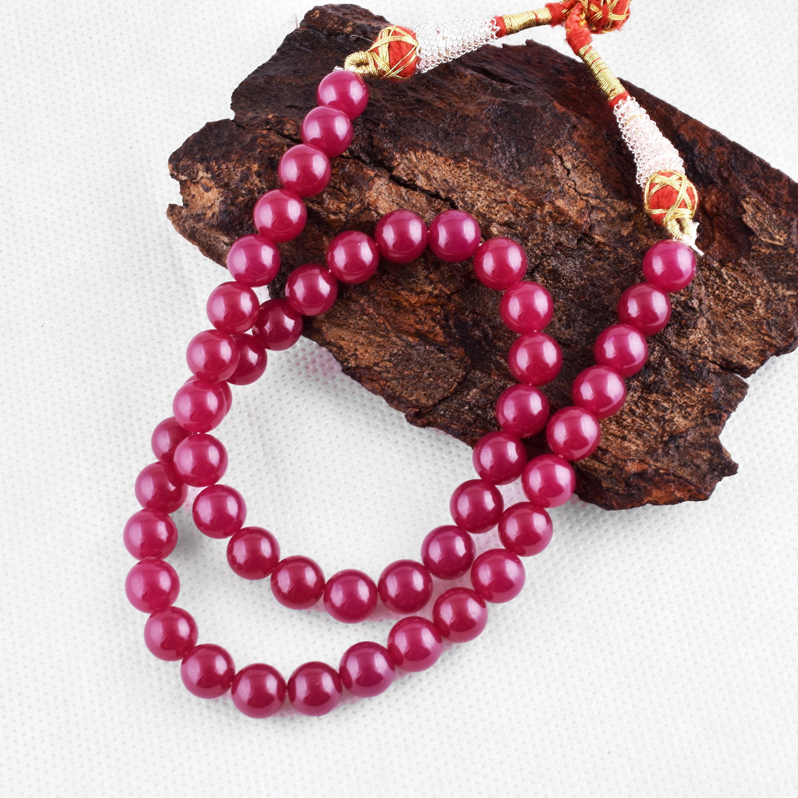 Ruby Gemstone Necklace 8 MM Round Smooth Beads (1 of 5)