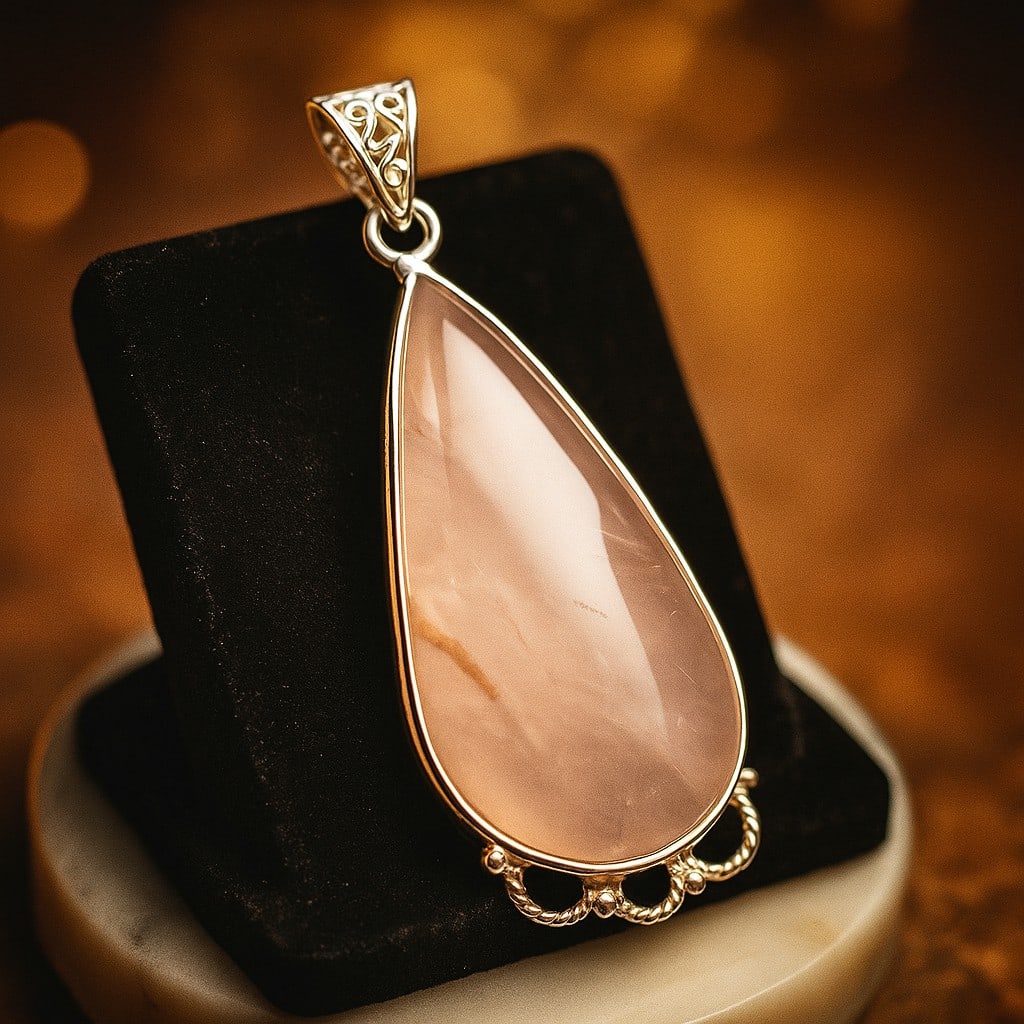 ROSE QUARTZ 92.5 STERLING SILVER PENDANT (1 of 2)