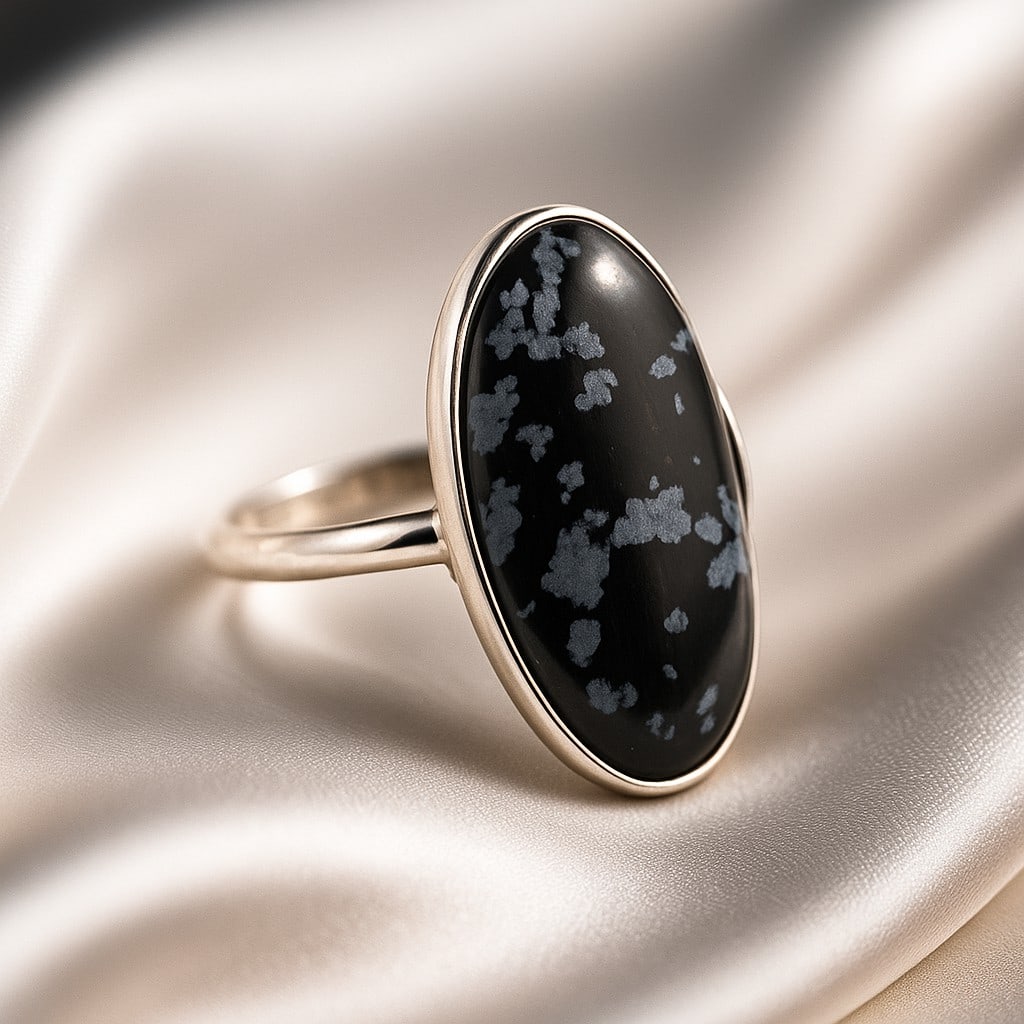 SNOWFLAKE OBSIDIAN 925 STERLING SILVER RING (1 of 3)