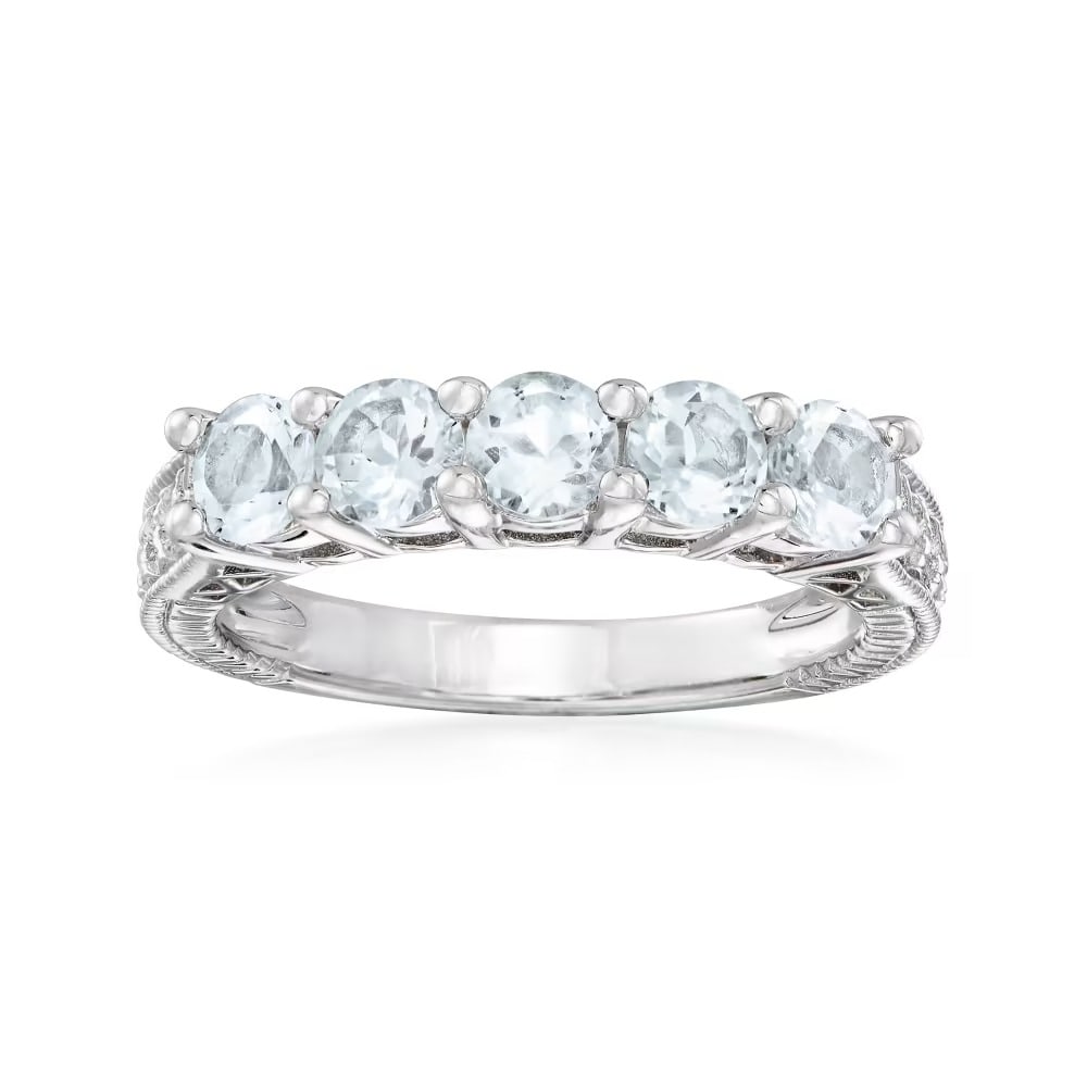 Natural Aquamarine Gemstone 925 Sterling Silver Ring: Natural Aquamarine Gemstone 925 Sterling Silver Ring Jewelry Type : Ring Main Stone : Aquamarine Main Stone Shape and Size : Round 4 MM (5 Pieces) Main Stone Color : Blue Metal : Sterling Silver
