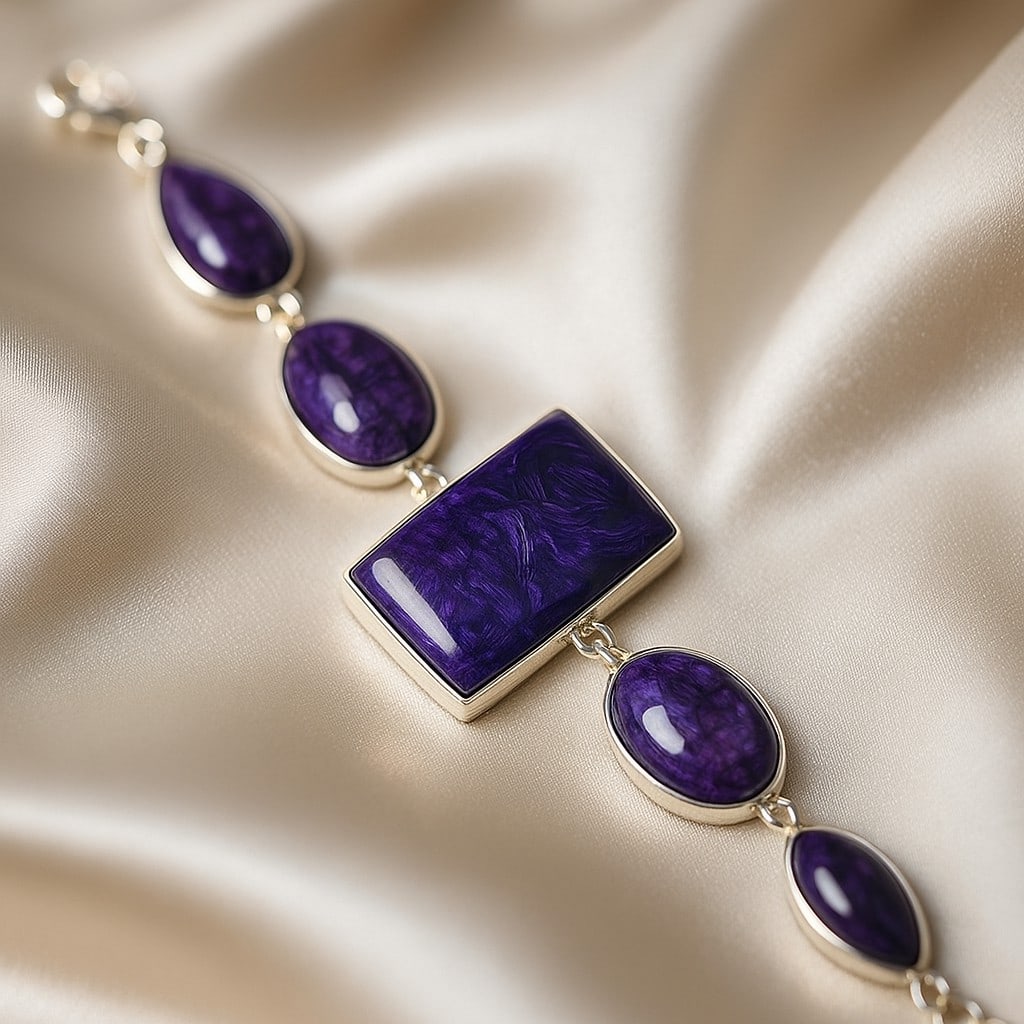 CHAROITE 92.5 STERLING SILVER BRACELET (1 of 4)