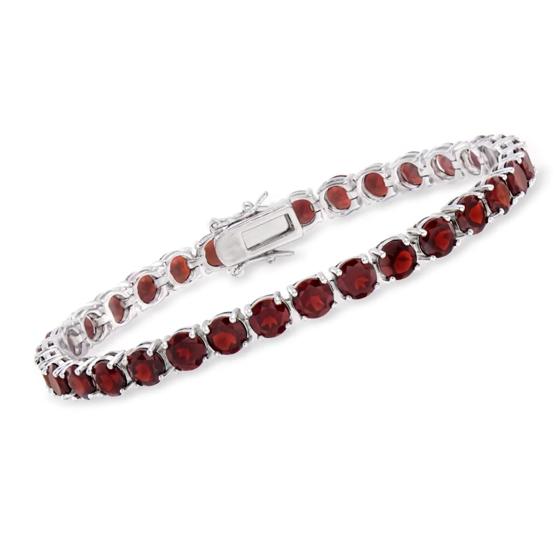 Garnet Gemstone 925 Sterling Silver Tennis Bracelet (1 of 3)