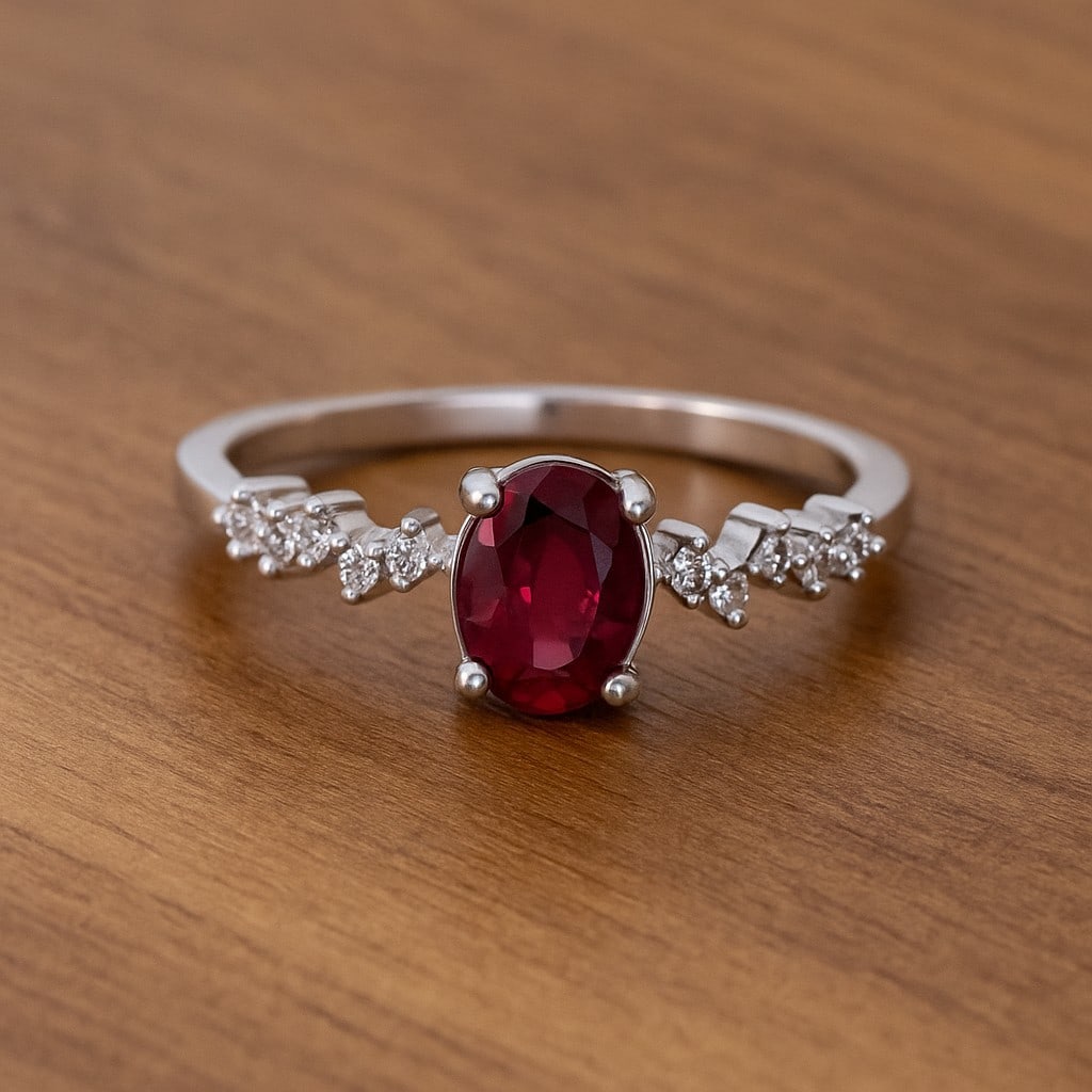 Natural Garnet Gemstone 92.5 Sterling Silver Adjustable Ring (1 of 6)