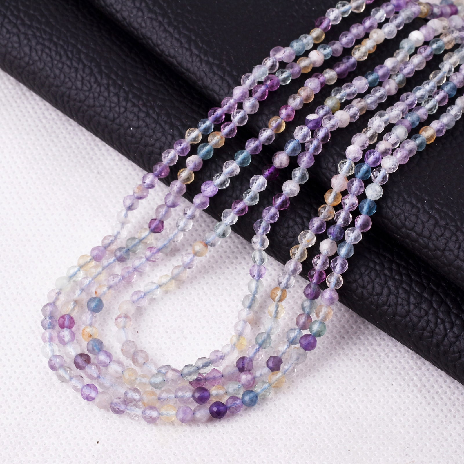 Natural Ametrine 3 MM Round Faceted 4 String Beads Necklace (1 of 5)