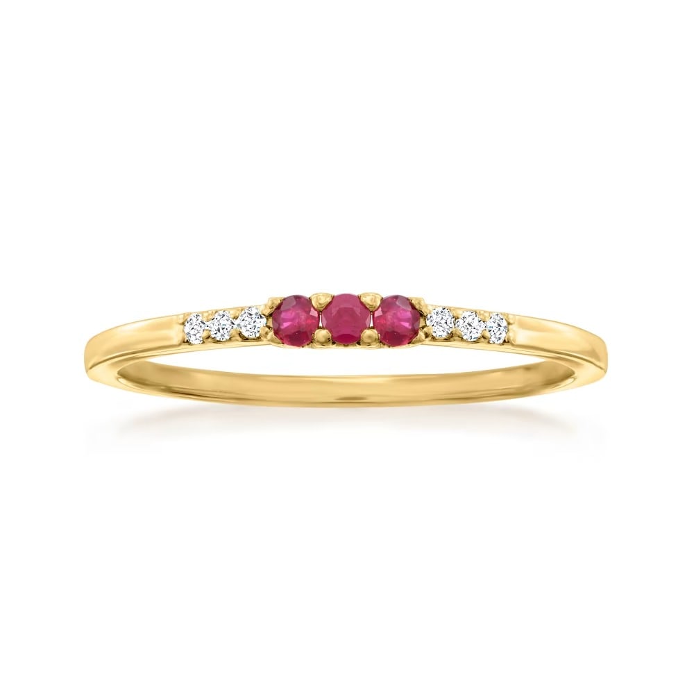 Natural Ruby & Diamond Gemstone 14k Yellow Gold Ring (1 of 4)