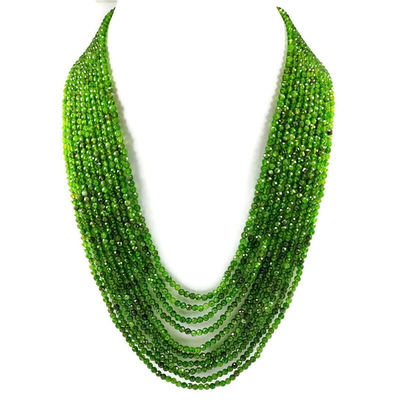 Chrome Diopside 3 MM Round Faceted Beads Necklace 10 Strand (1 of 4)