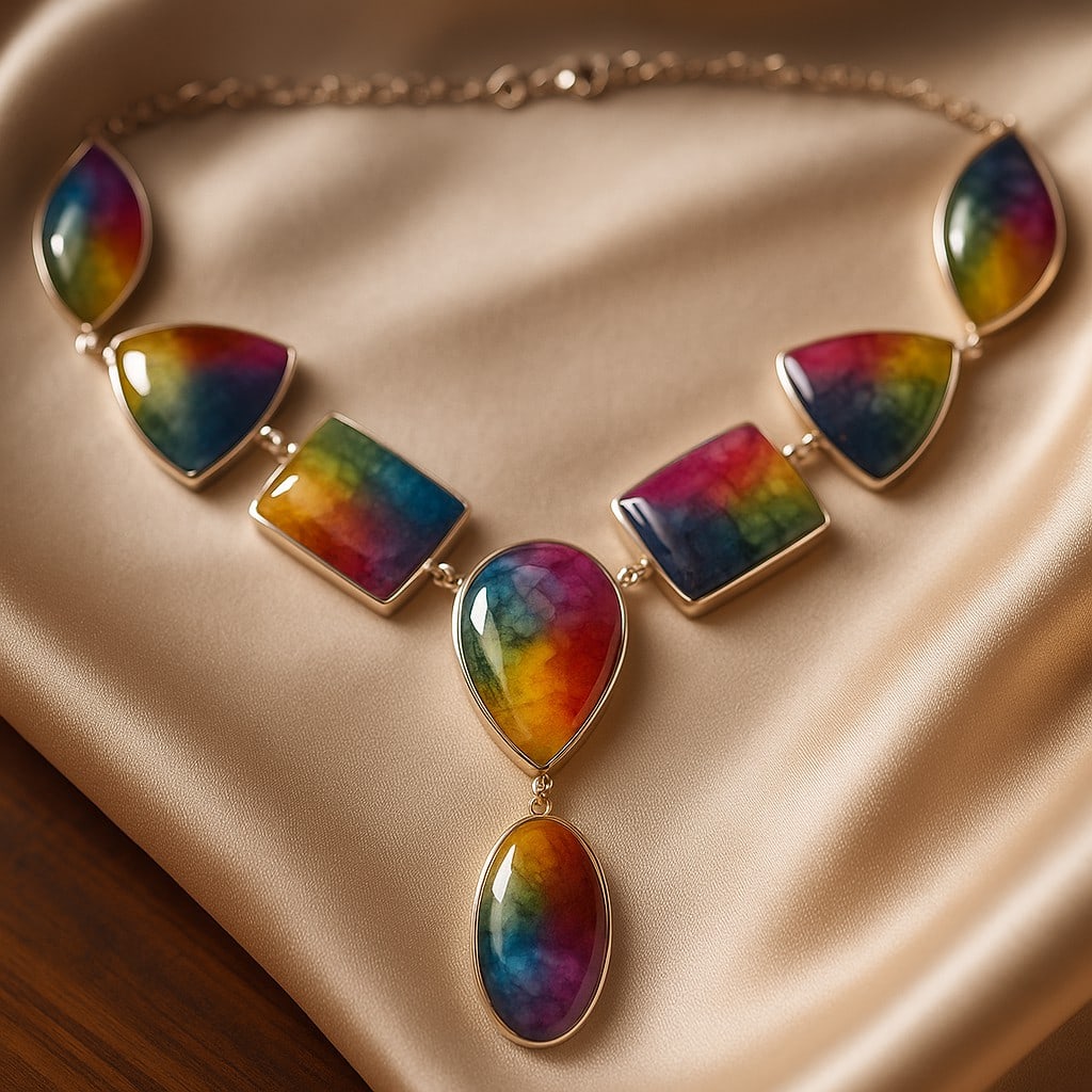 SOLAR QUARTZ GEMSTONE 92.5 STERLING SILVER HANDAMDE NECKLACE (1 of 3)