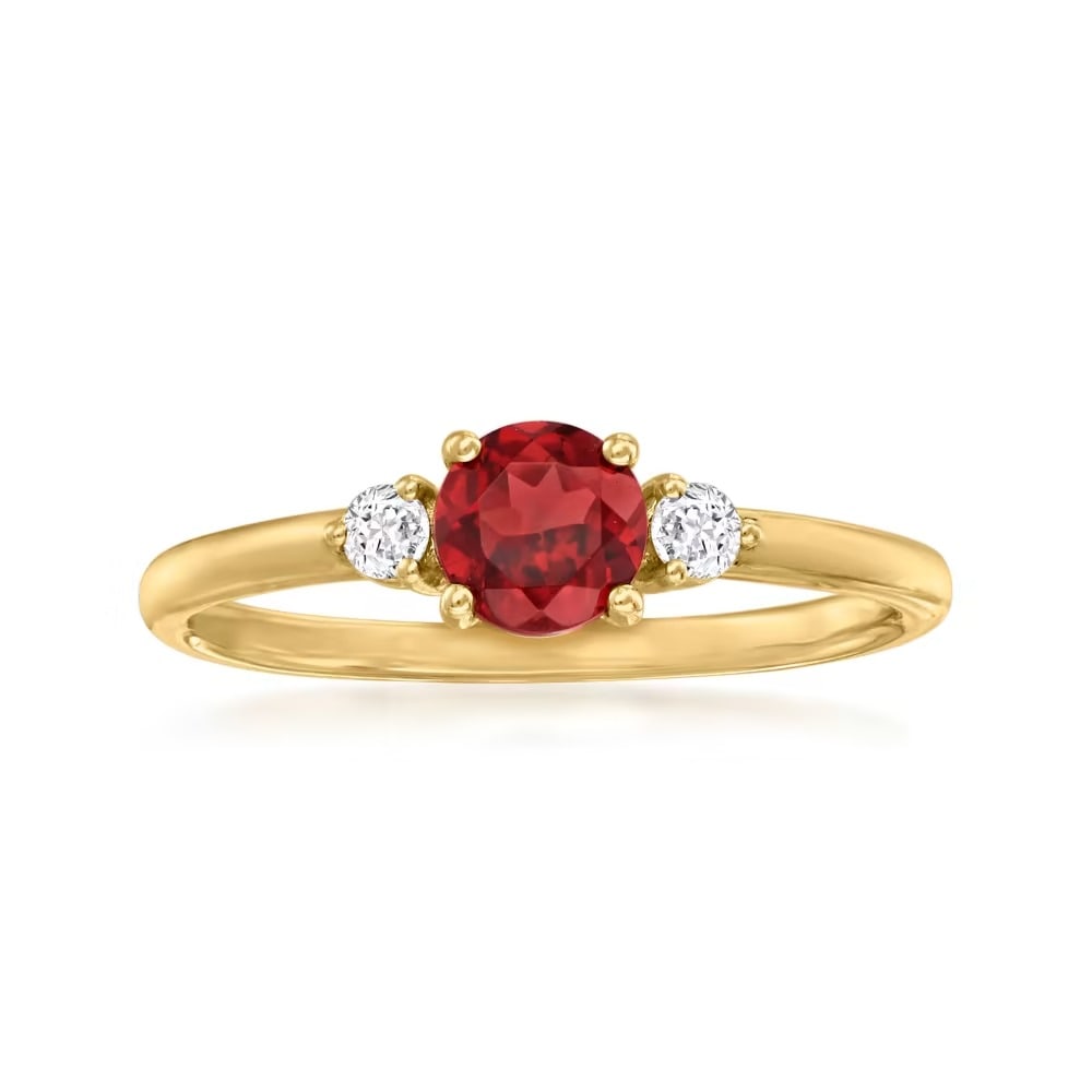 Garnet & Diamond Gemstone 14k Yellow Gold Ring (1 of 4)