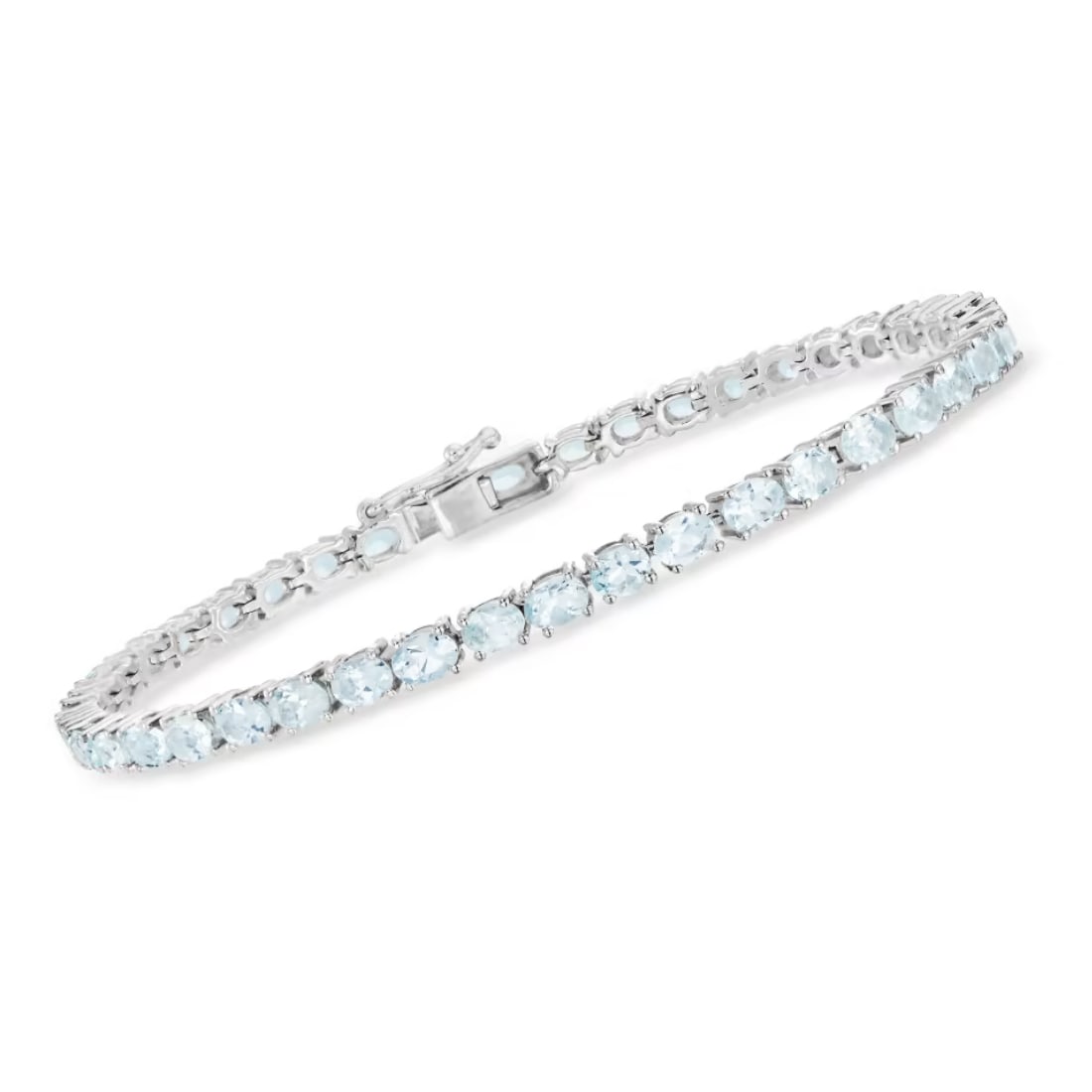 Aquamarine Gemstone 925 Sterling Silver Tennis Bracelet: Aquamarine Gemstone 925 Sterling Silver Tennis Bracelet Jewelry Type : Bracelet Main Stone : Aquamarine Main Stone Shape and Size : Oval 6x4 MM Main Stone Color : Blue Metal : Sterling Silver