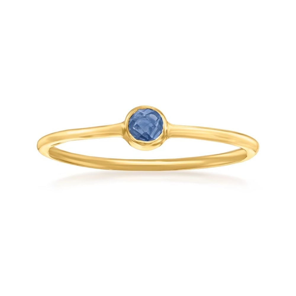 Natural Blue Sapphire Gemstone 14k Yellow Gold Ring: Natural Blue Sapphire Gemstone 14k Yellow Gold Ring Jewelry Type : Ring Main Stone : Blue Sapphire Main Stone Shape and Size : Round 3 MM (1 Piece) Main Stone Color : Blue Metal : Yellow Gold
