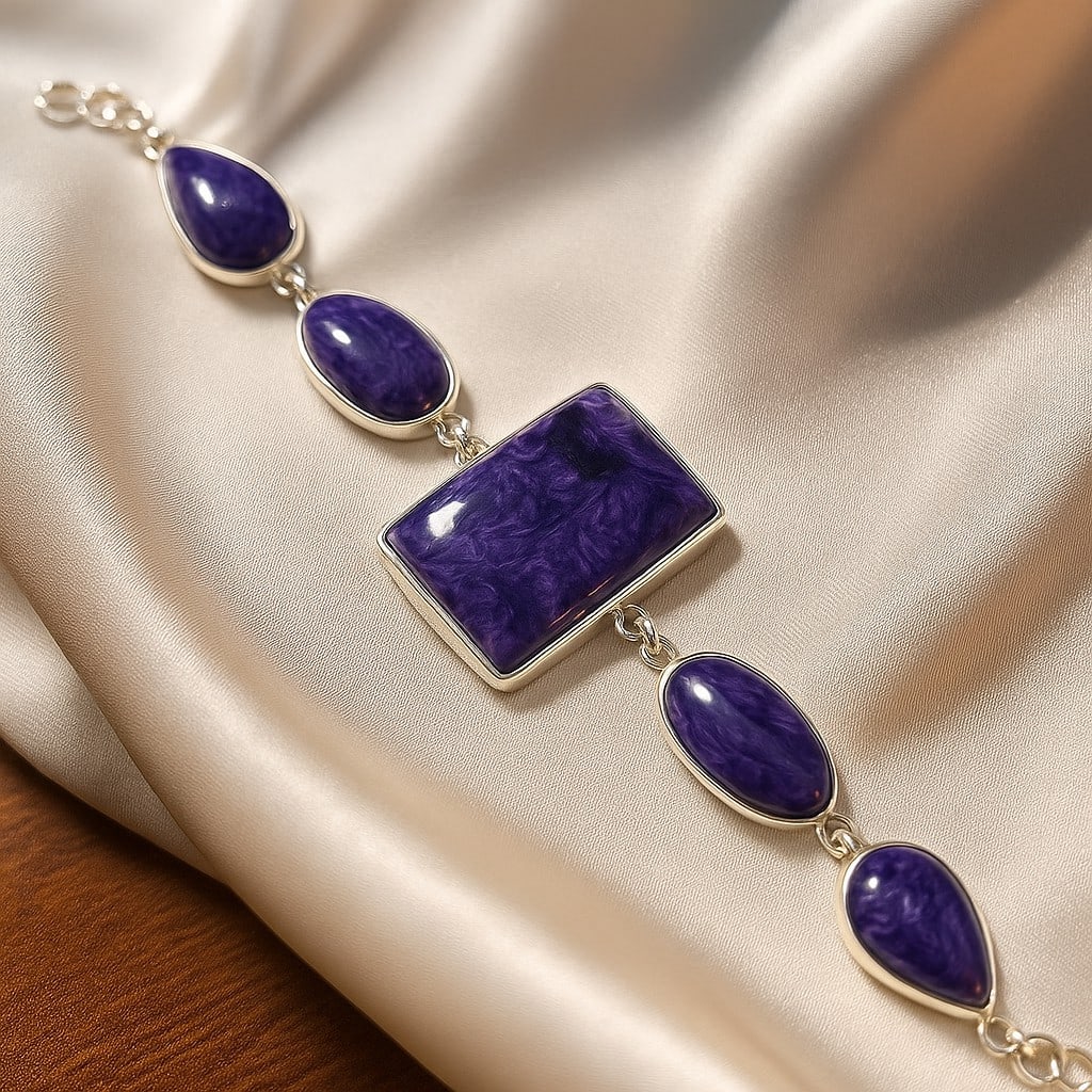 CHAROITE 92.5 STERLING SILVER BRACELET (1 of 4)