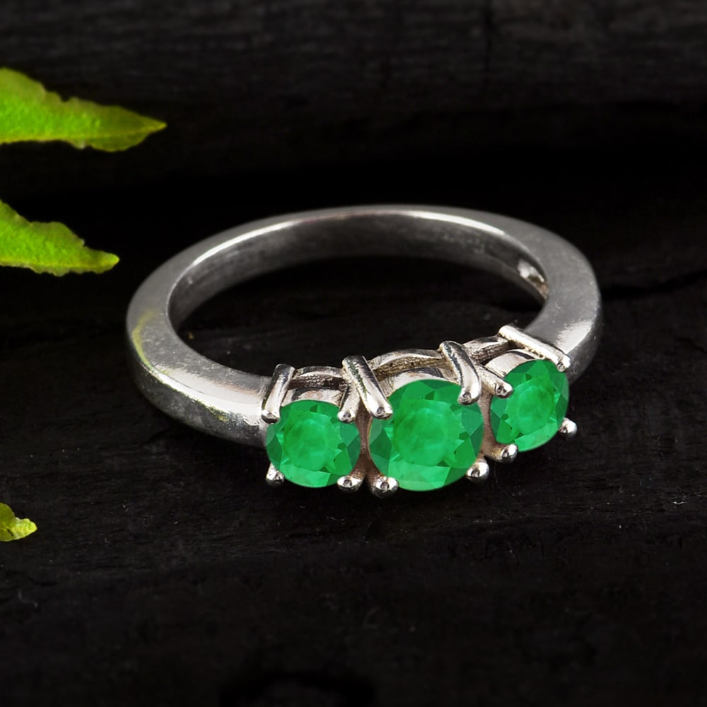 Natural Emerald 14 KT White Gold Ring (1 of 4)