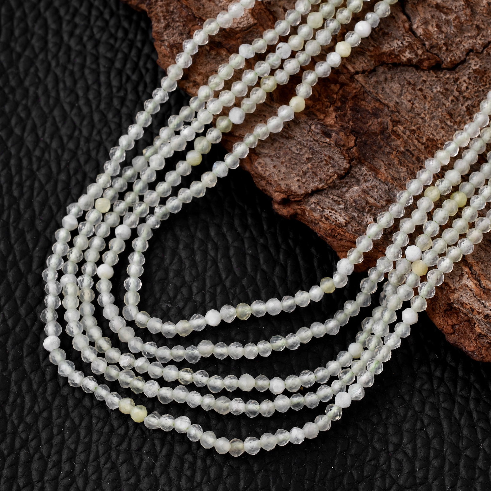 Natural Lemon Quartz 2 MM Round Faceted 5 String Beads Necklace (1 of 5)