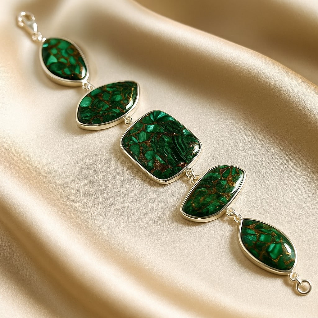 COPPER MALACHITE 92.5 STERLING SILVER BRACELET (1 of 4)