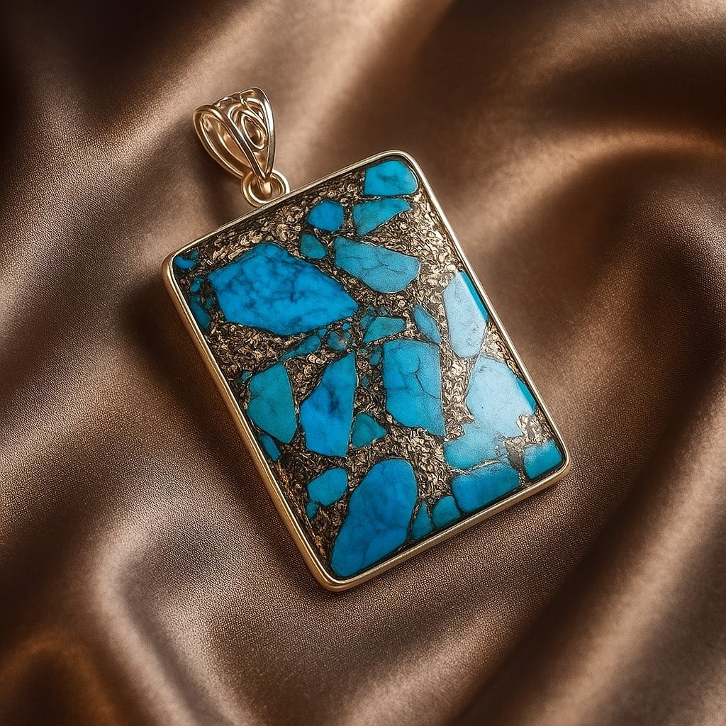 COPPER TURQUOISE 925 STERLING SILVER PENDANT (1 of 4)