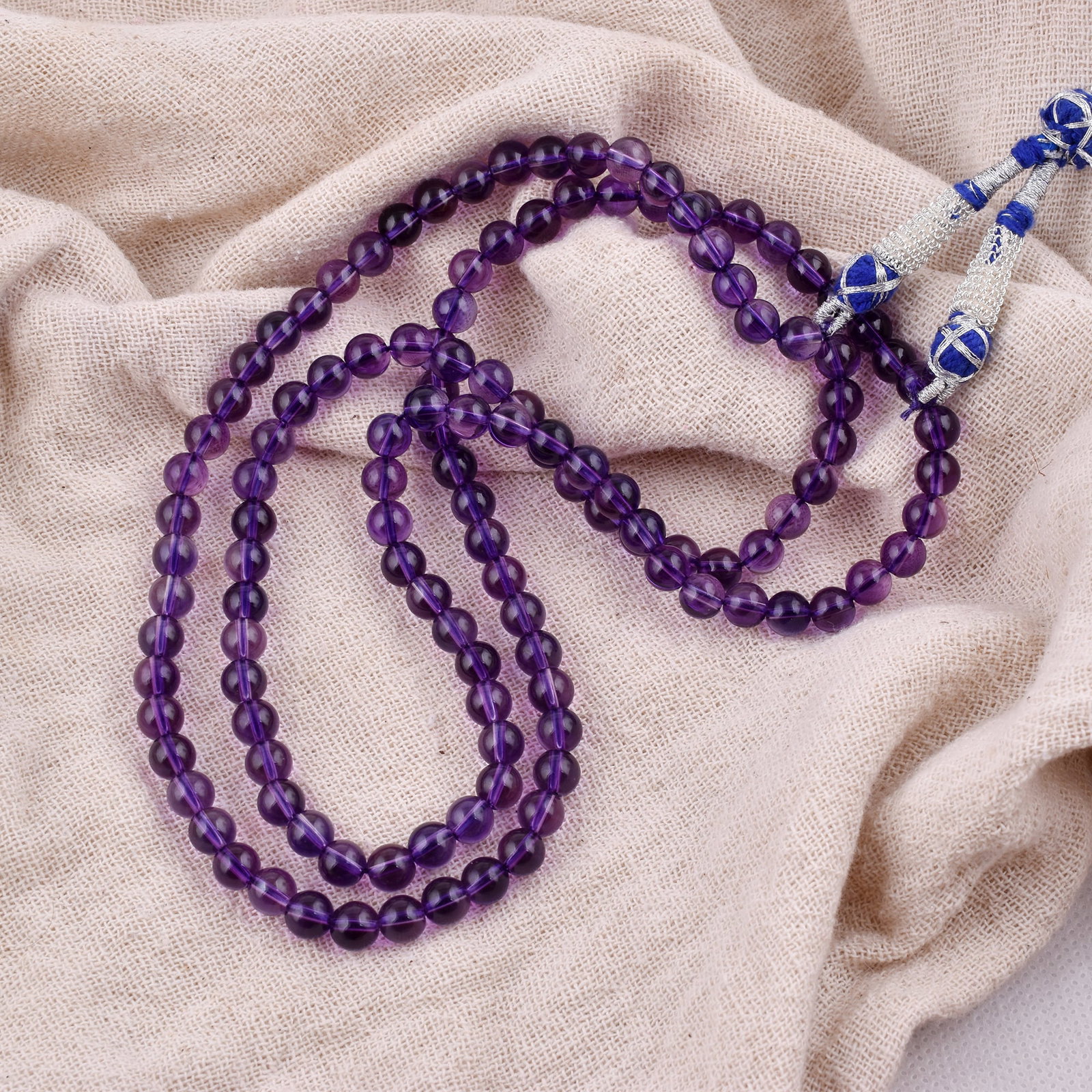Natural Amethyst Necklace 6 MM Round Smooth 2 String Beads Gemstone (1 of 5)