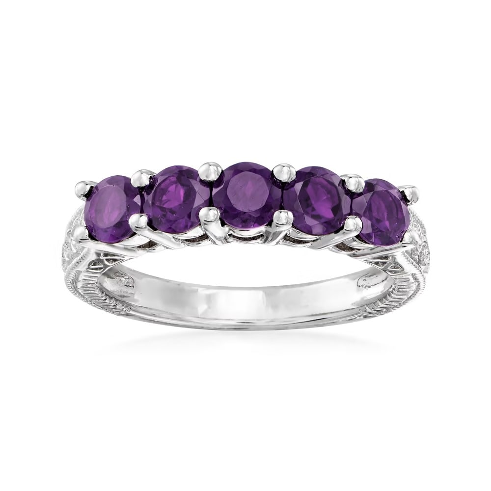 Natural Amethyst Gemstone 925 Sterling Silver Ring: Natural Amethyst Gemstone 925 Sterling Silver Ring Jewelry Type : Ring Main Stone : Amethyst Main Stone Shape and Size : Round 4 MM (5 Pieces) Main Stone Color : Purple Metal : Sterling Silver<