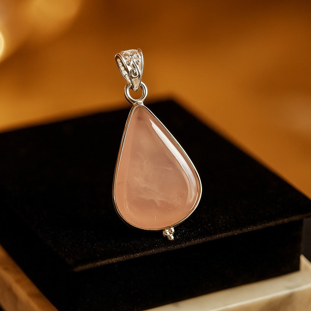 ROSE QUARTZ 92.5 STERLING SILVER PENDANT (1 of 2)