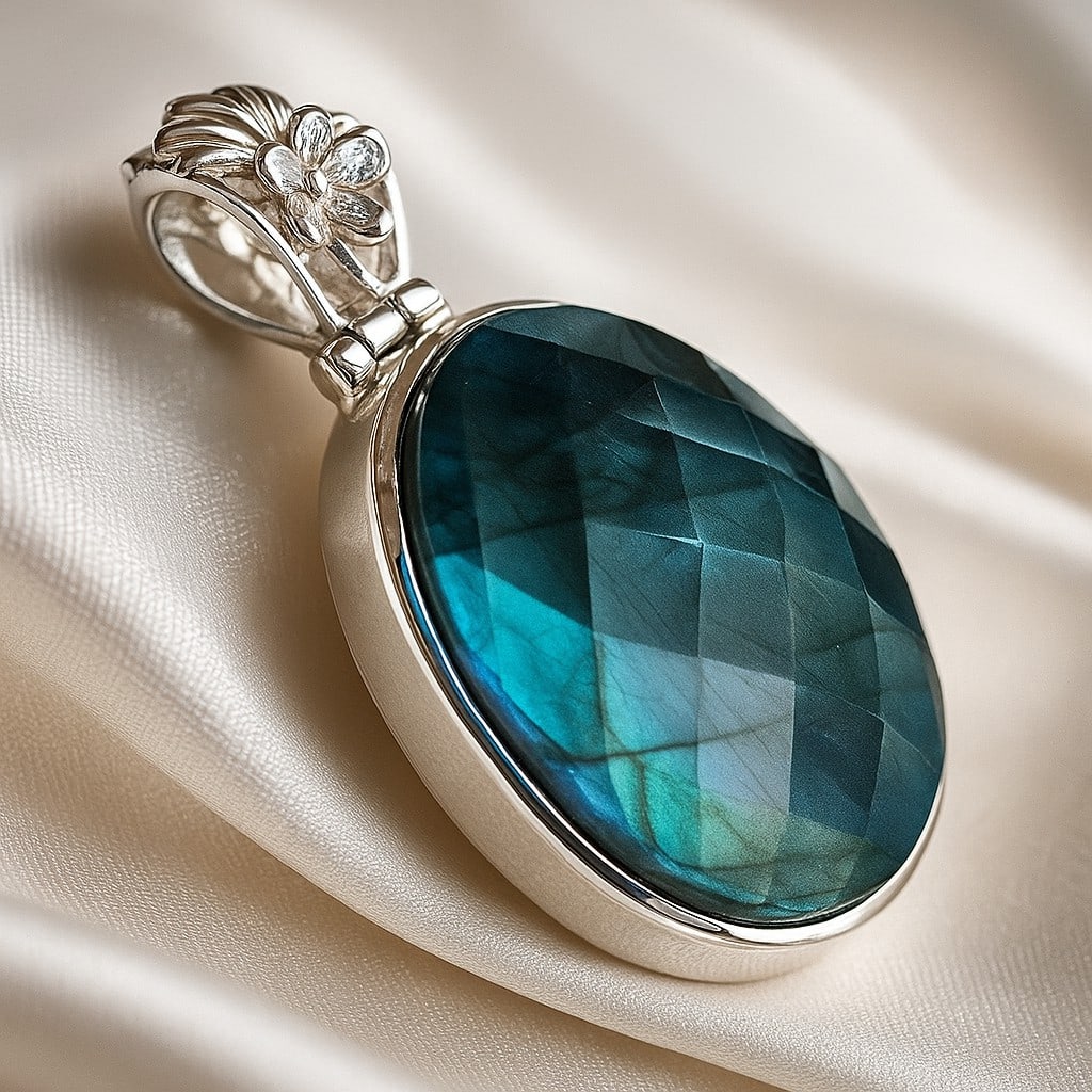 LABRADORITE GEMSTONE 925 STERLING SILVER PENDANT: LABRADORITE GEMSTONE 925 STERLING SILVER PENDANT Product Type : PENDANT Main Stone : LABRADORITE Main Stone Shape : OVAL Main Stone Size : 23X31 Main Stone Color : MULTICOLOR Metal : STERLING SILVER M