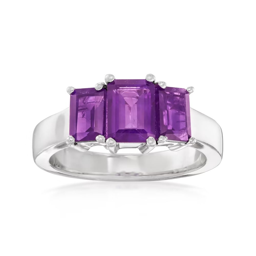 Natural Amethyst Gemstone 925 Sterling Silver Ring: Natural Amethyst Gemstone 925 Sterling Silver Ring Jewelry Type : Ring Main Stone : Amethyst Main Stone Shape and Size : Octagon 6x4 MM (2 Pieces) , Octagon 7x5 MM (1 Piece) Main Stone Color : Purple