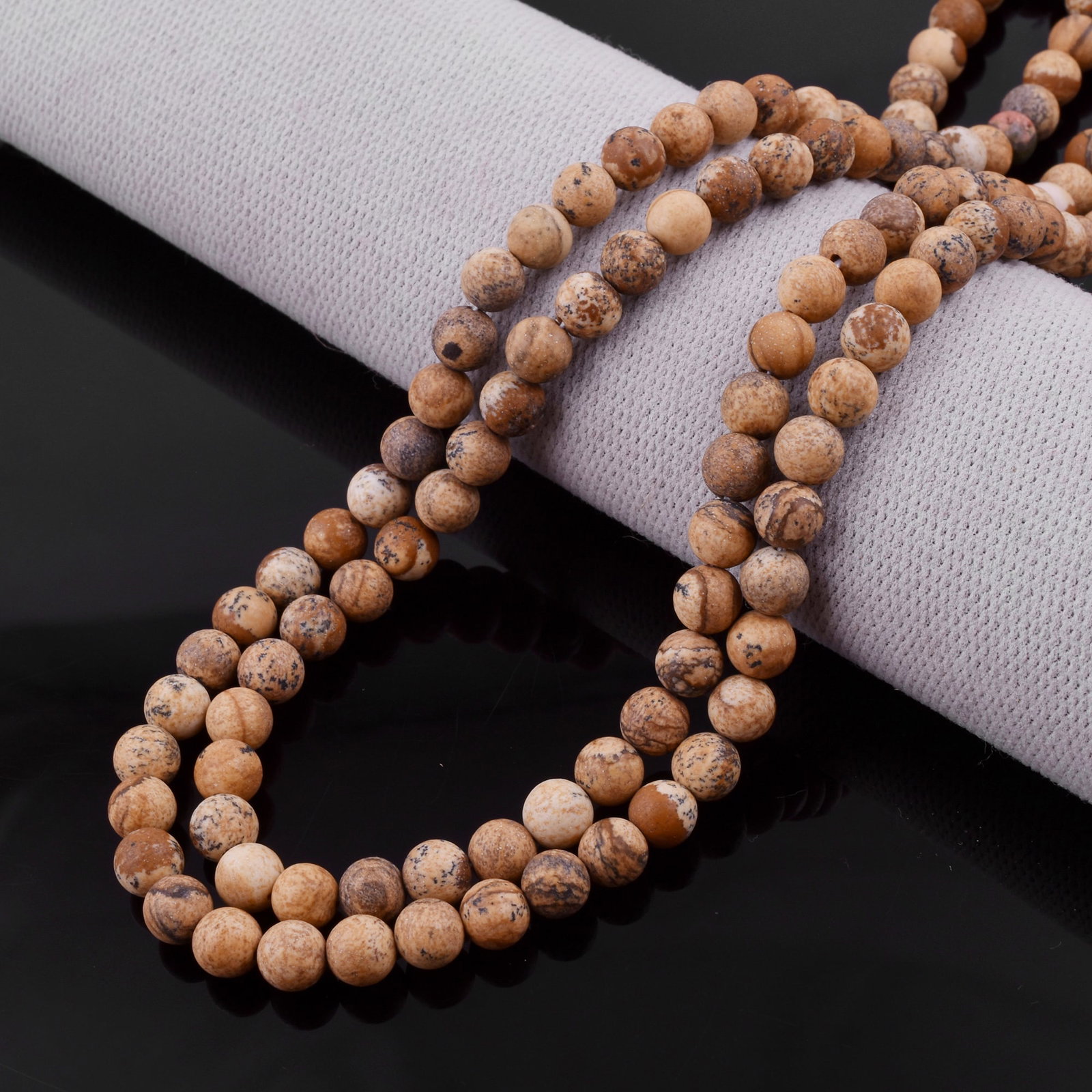 Natural Picture Jasper Necklace 6 MM Round Smooth 2 String Beads Gemstone: Natural Picture Jasper Gemstone 6 MM Round 2 Strings Smooth Beads Adjustable Necklace Product Type : Necklace Main Stone : Picture Jasper Main Stone Shape : Round Main Stone Size : 6 MM Beads Type : <