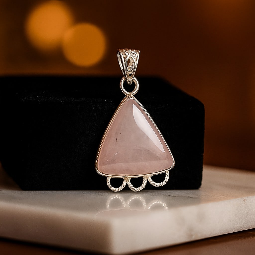 ROSE QUARTZ 92.5 STERLING SILVER PENDANT (1 of 2)