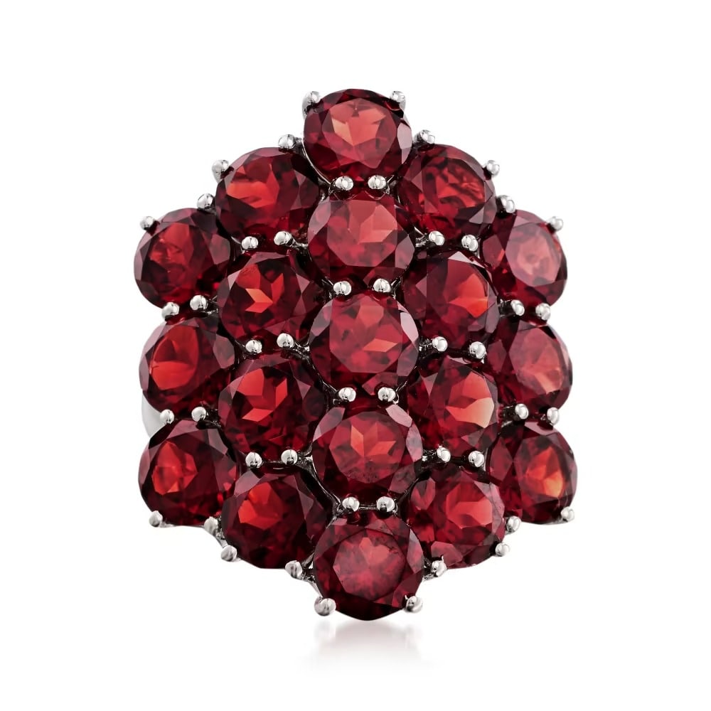 Natural Garnet Gemstone 925 Sterling Silver Ring (1 of 3)