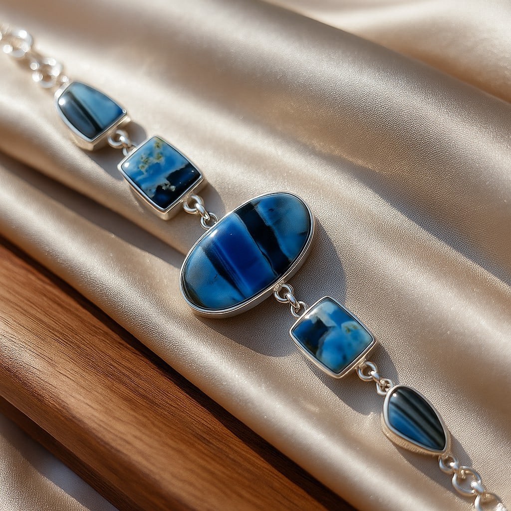 BLUE LACE AGATE 92.5 STERLING SILVER BRACELET (1 of 4)