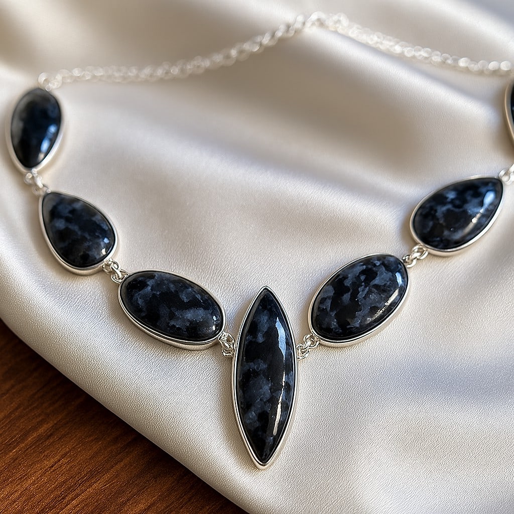 GABBRO GEMSTONE 92.5 STERLING SILVER HANDAMDE NECKLACE: GABBRO GEMSTONE 92.5 STERLING SILVER HANDAMDE NECKLACE Product Type : NECKLACE Main Stone : GABBRO Main Stone Shape : MIX Main Stone Size : MIX Main Stone Color : MULTICOLOR Metal : STERLING SILVER Me