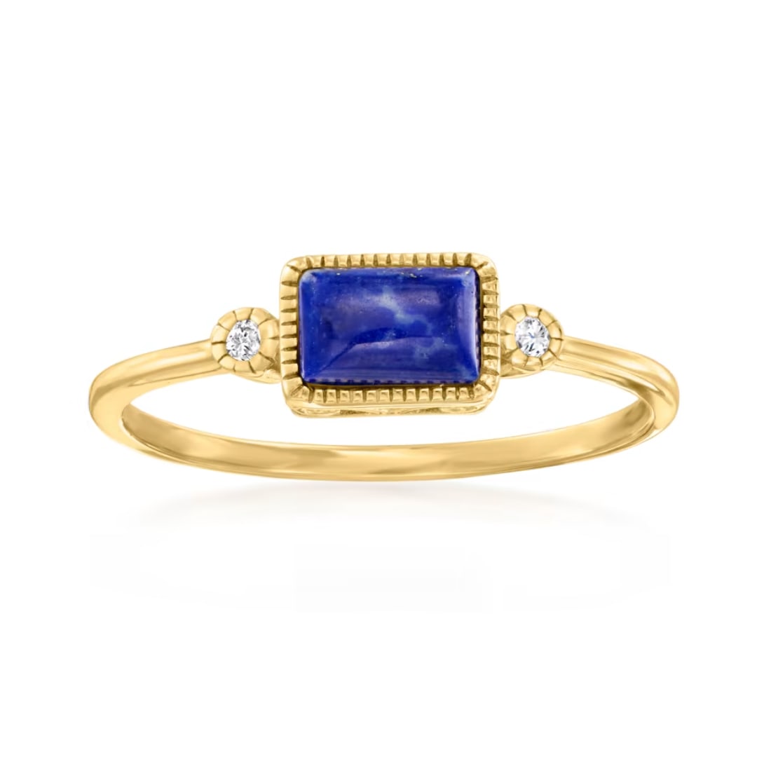 Lapis Lazuli & Diamond Gemstone 925 Sterling Silver Ring (1 of 3)
