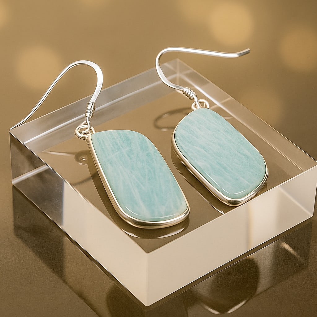 AMAZONITE 92.5 STERLING SILVER EARRING (1 of 3)