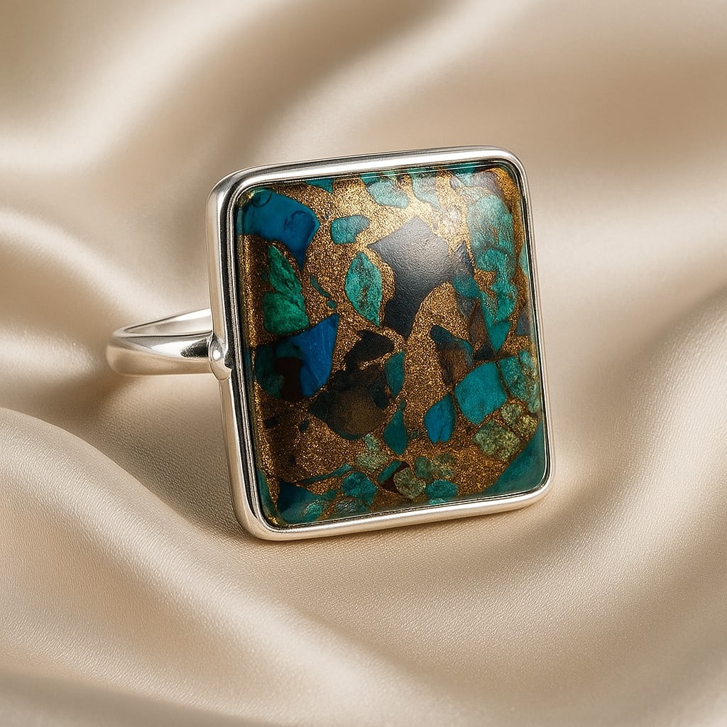 COPPER CHRYSOCOLLA 925 STERLING SILVER RING (1 of 4)