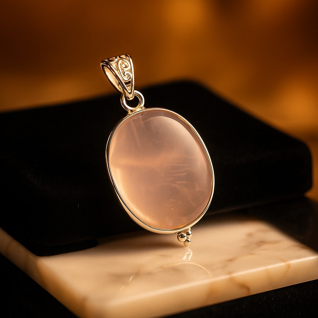ROSE QUARTZ 92.5 STERLING SILVER PENDANT (1 of 2)