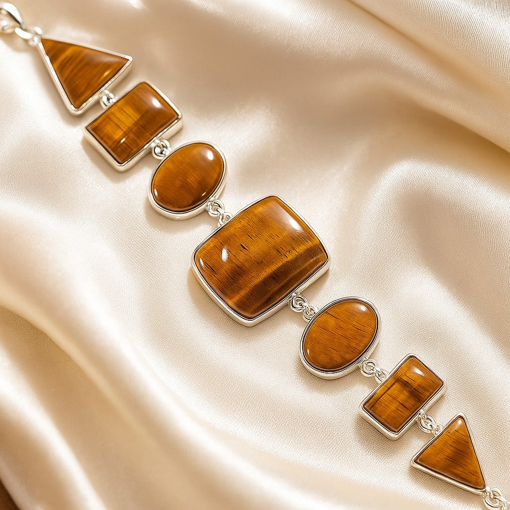 TIGER'S EYE 92.5 STERLING SILVER BRACELET: TIGER'S EYE 92.5 STERLING SILVER BRACELET Product Type : BRACELET Main Stone : TIGER'S EYE Main Stone Shape : MIX Main Stone Size : MIX MM Main Stone Color : MULTICOLOR Metal : STERLING SILVER Metal P