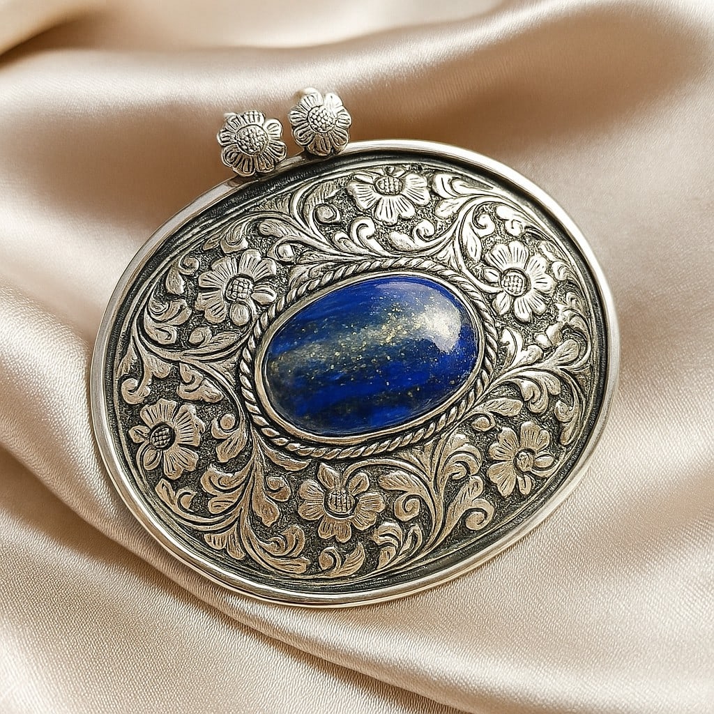 LAPIS LAZULI GEMSTONE 925 STERLING SILVER PENDANT (1 of 5)