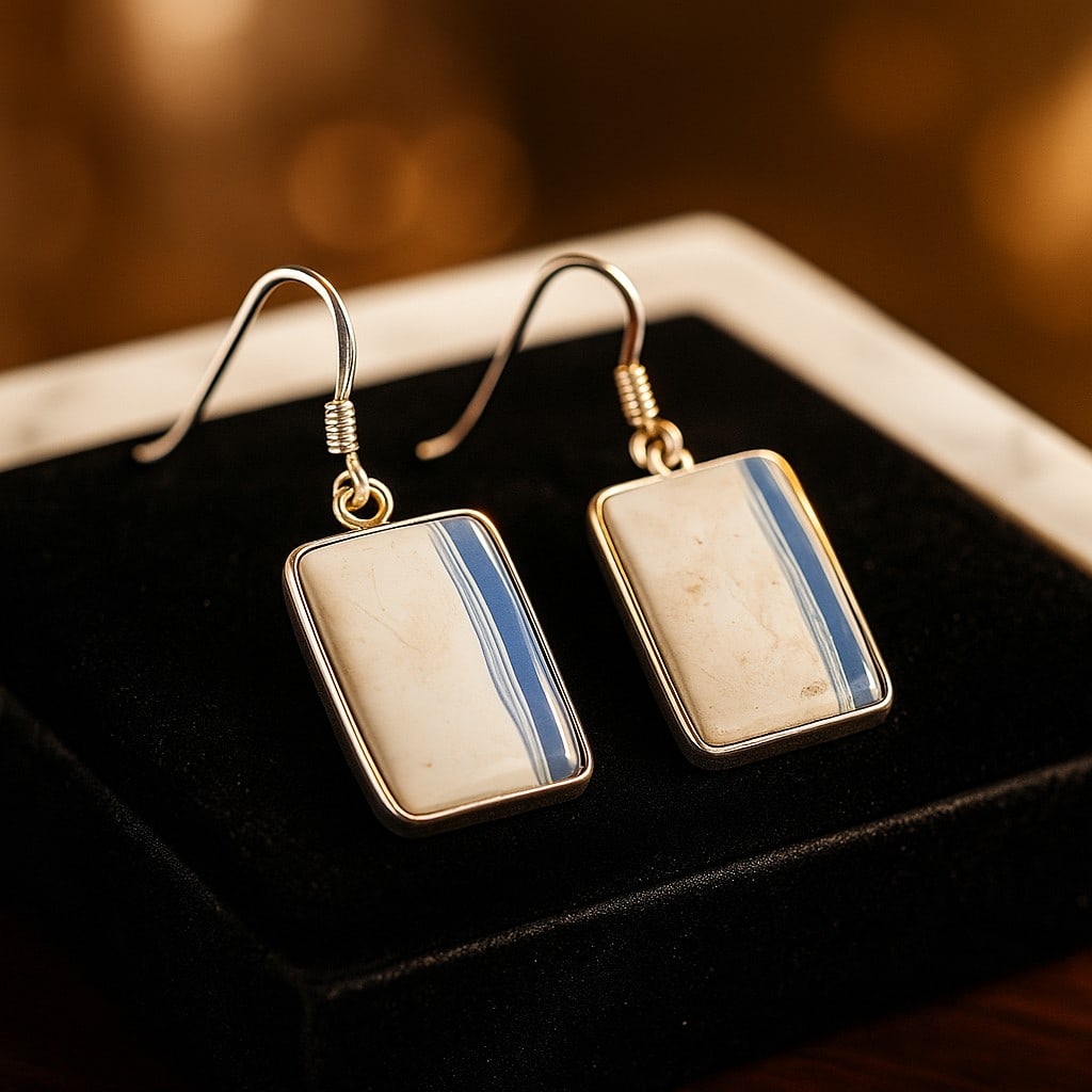 BLUE LACE AGATE 92.5 STERLING SILVER EARRING: BLUE LACE AGATE 92.5 STERLING SILVER EARRING Product Type : EARRING Main Stone : BLUE LACE AGATE Main Stone Shape : OCTAGON Main Stone Size : 22X15 MM Main Stone Color : MULTICOLOR Metal : STERLING SI