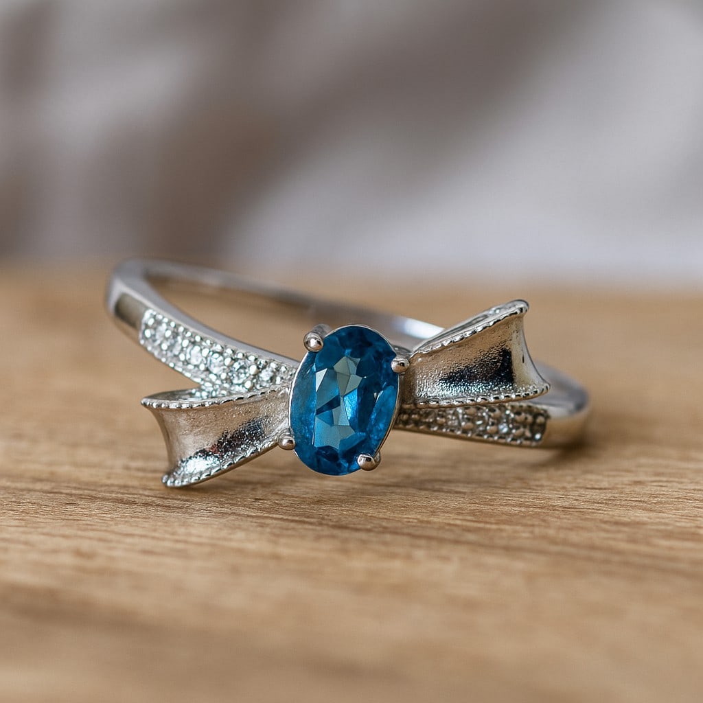 Natural Swiss Blue Topaz Gemstone 92.5 Sterling Silver Adjustable Ring: Natural Swiss Blue Topaz Gemstone 92.5 Sterling Silver Adjustable Ring Jewelry Type : Ring Gemstone : Swiss Blue Topaz Gemstone Shape : Oval Gemstone Size : 6x4 MM Metal : Sterling Silver Me