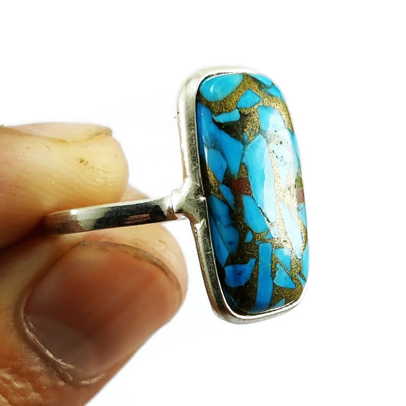 COPPER TURQUOISE 925 STERLING SILVER RING (1 of 2)