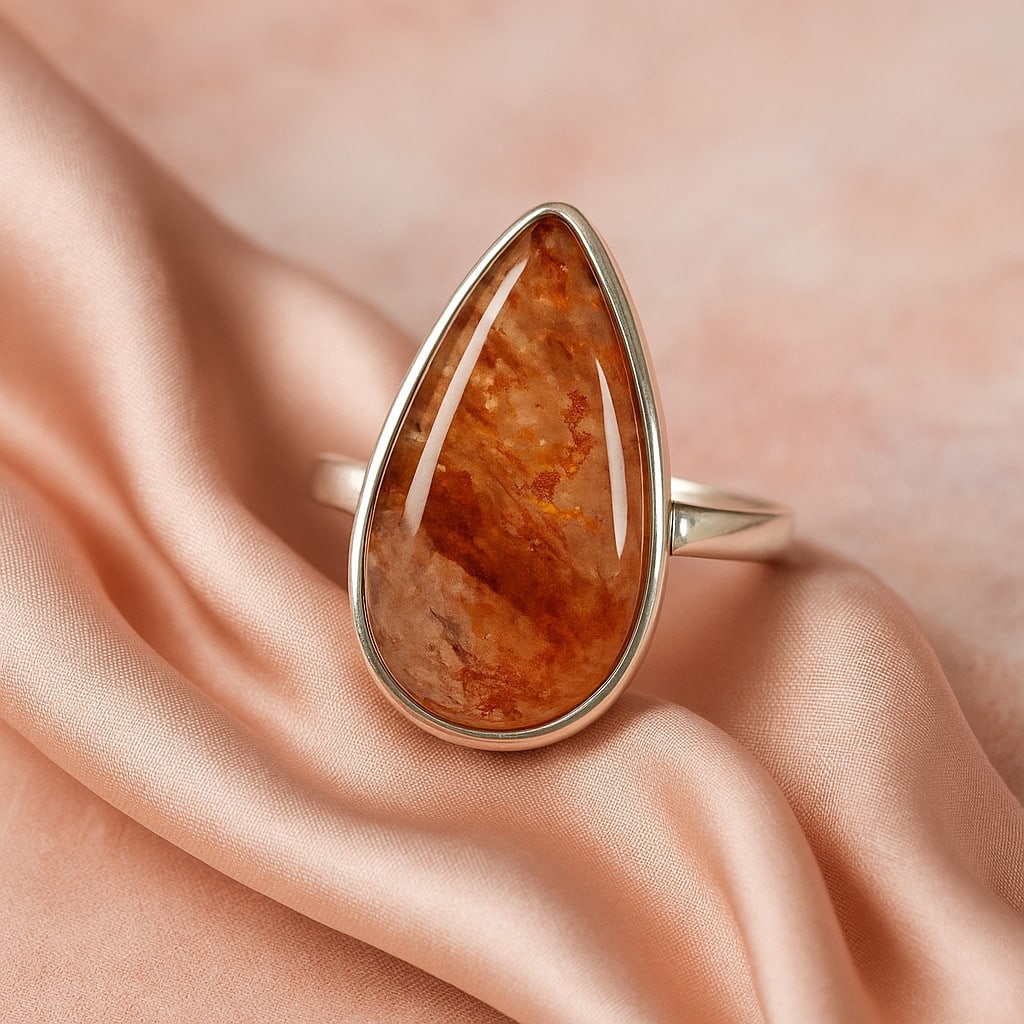 STRAWBERRY QUARTZ 925 STERLING SILVER RING (1 of 4)