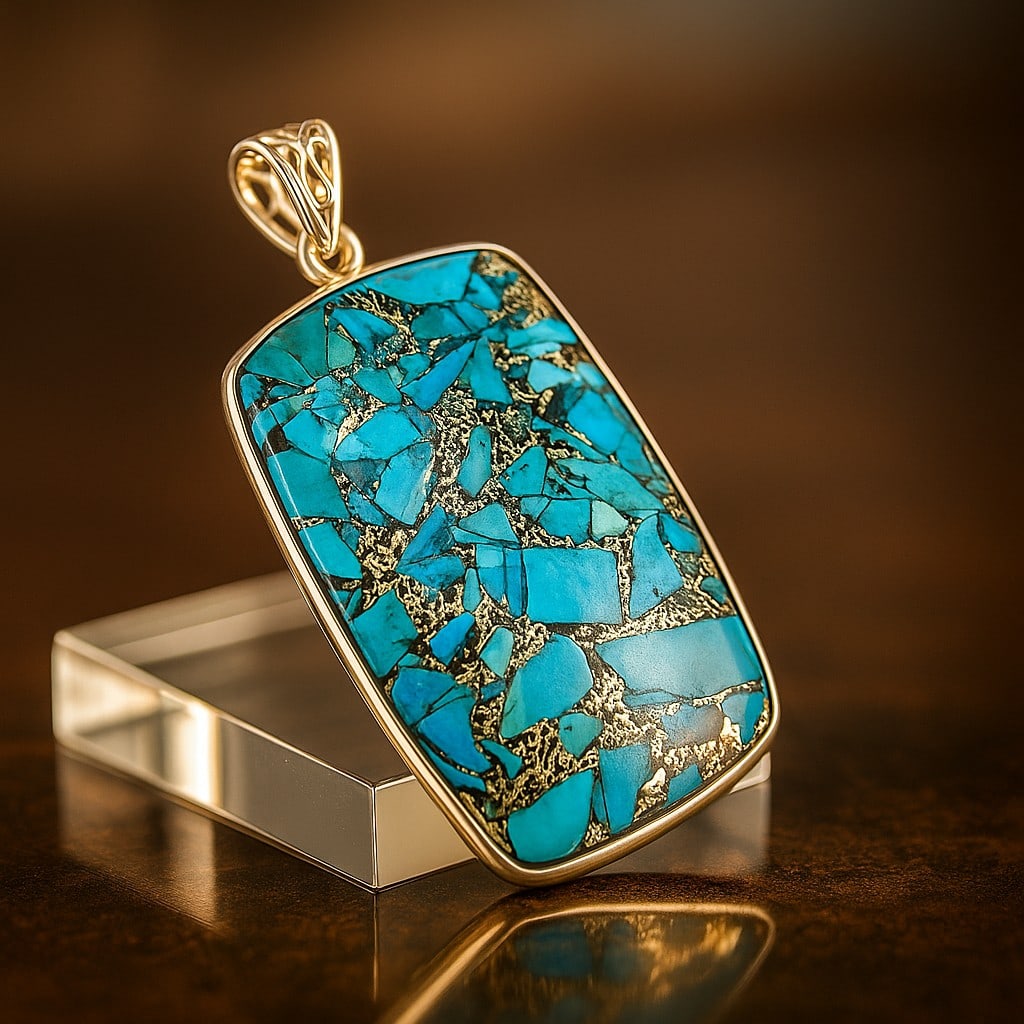 COPPER TURQUOISE 925 STERLING SILVER PENDANT (1 of 4)