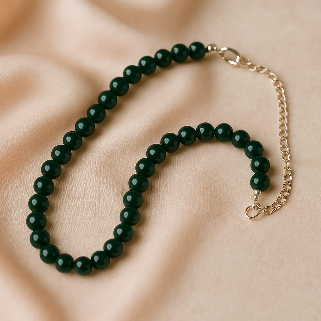 Natural Green Agate 8 MM Round Smooth Beads Necklace (1 of 6)