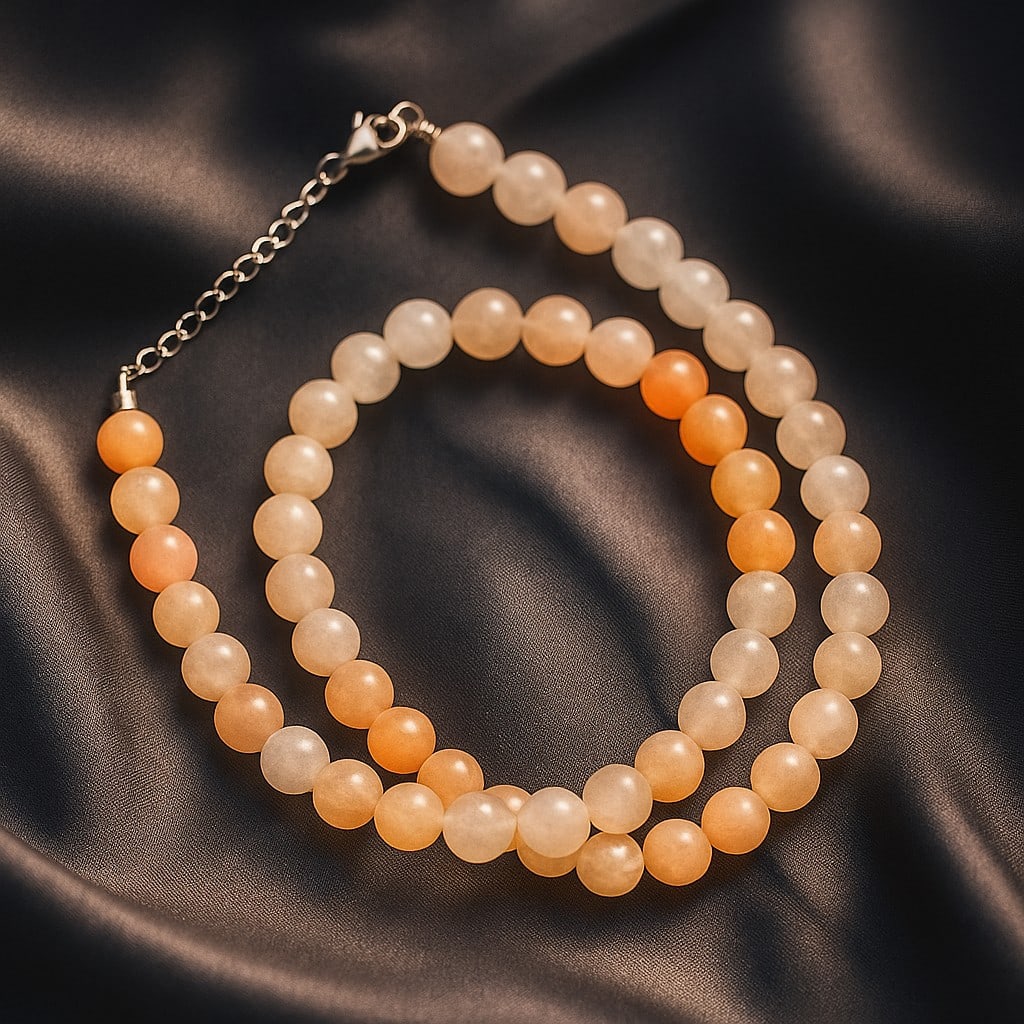 Natural Peach Aventurine 8 MM Round Smooth Beads Necklace (1 of 7)
