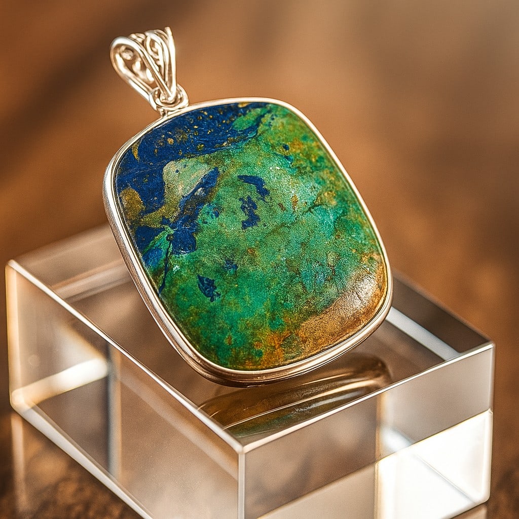 AZURITE MALACHITE 925 STERLING SILVER PENDANT (1 of 4)