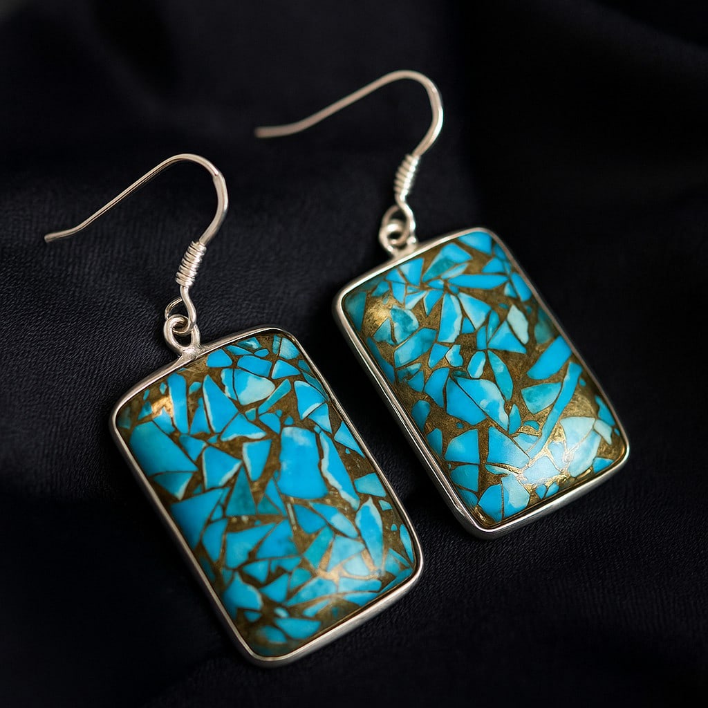 COPPER TURQUOISE 92.5 STERLING SILVER EARRING: COPPER TURQUOISE 92.5 STERLING SILVER EARRING Product Type : EARRING Main Stone : COPPER TURQUOISE Main Stone Shape : OCTAGON Main Stone Size : 29X21 MM Main Stone Color : BLUE Metal : STERLING SILVER