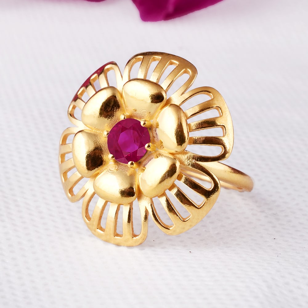 Natural Ruby 14 KT Yellow Gold Ring (1 of 4)