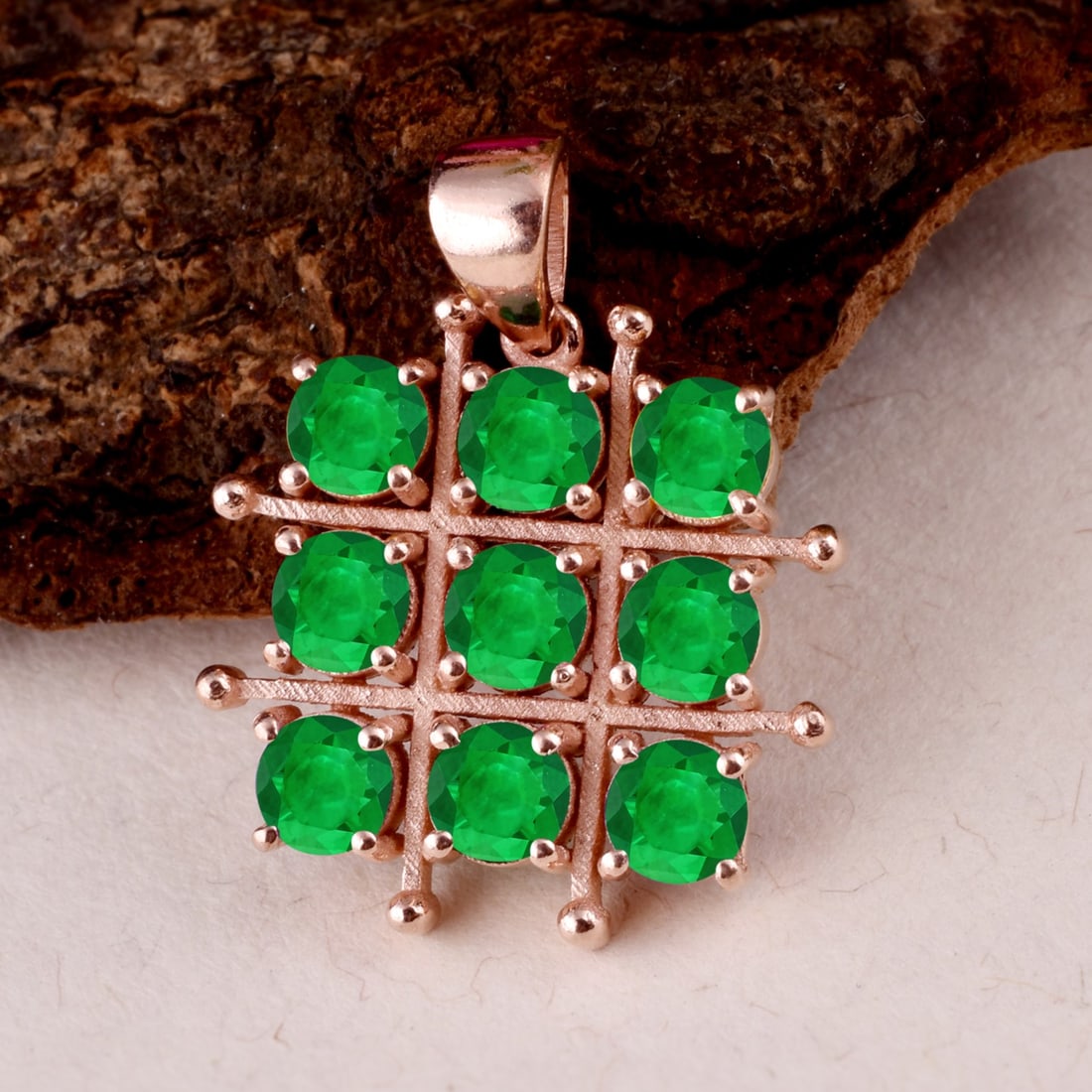 Natural Emerald 14 KT Rose Gold Pendant (1 of 4)